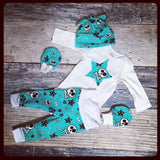 EXCLUSIVE Newborn Baby COMING HOME outfit Anarchy Skull knit beanie shirt pants mittens